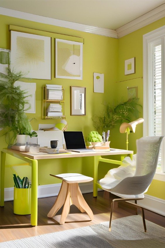 Chartreuse Home Office