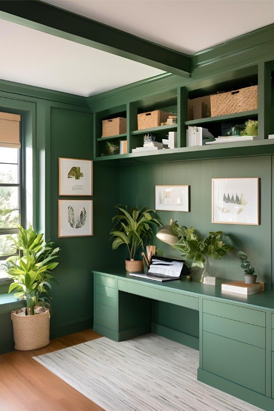 Green Shaker Style Home Office