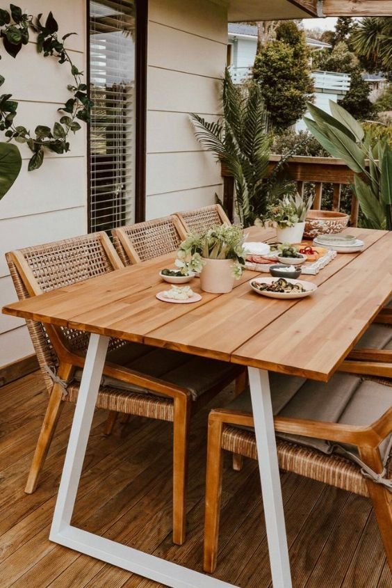 Rattan Dining Bench Set