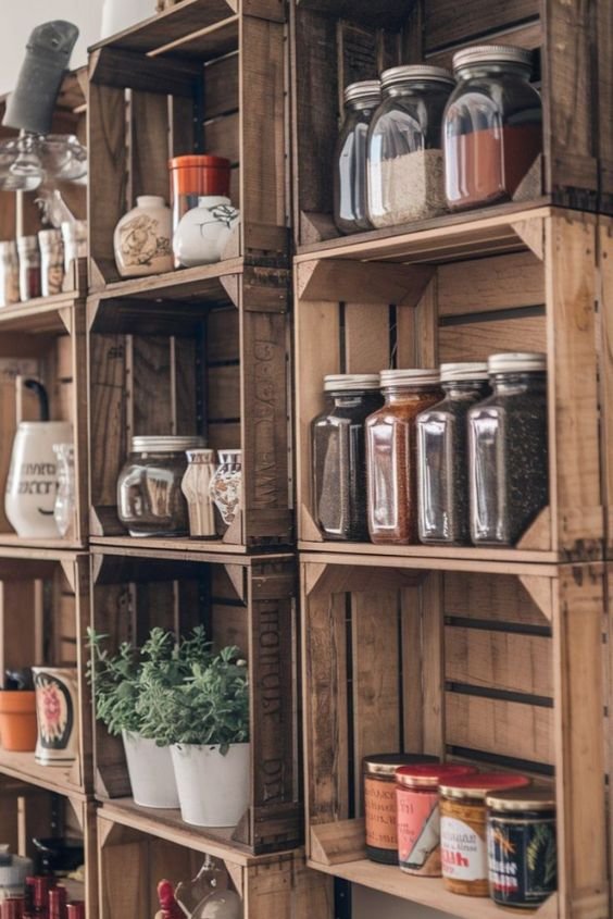 Rustic Crate Shelves