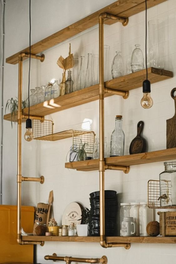 Copper Pipe and Wood Shelf