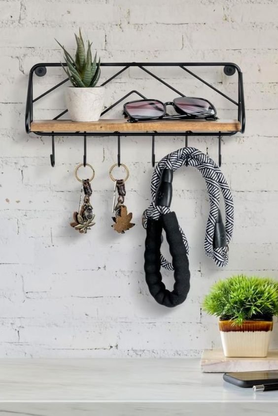 Floating Shelf with Key Hooks