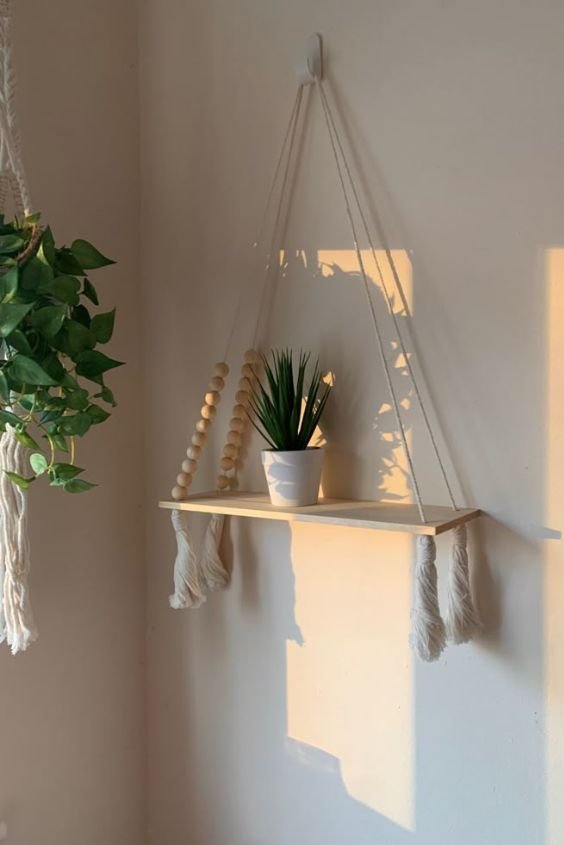 Floating Shelf with Plant Hooks
