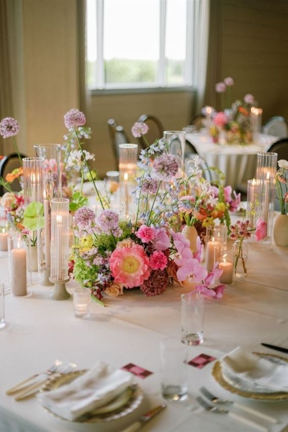 Mismatched Flowers Centerpiece