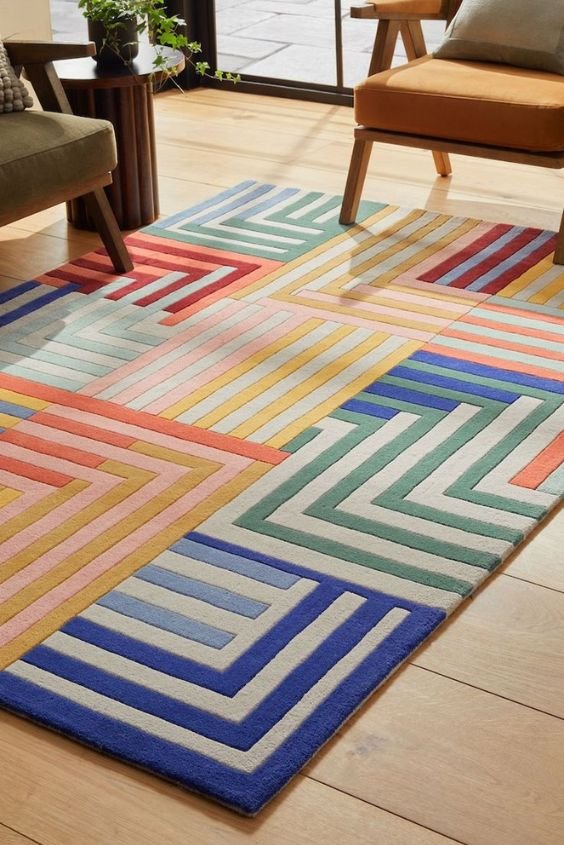 Multi-Colored Geometric Rugs for a Fun, Modern Vibe