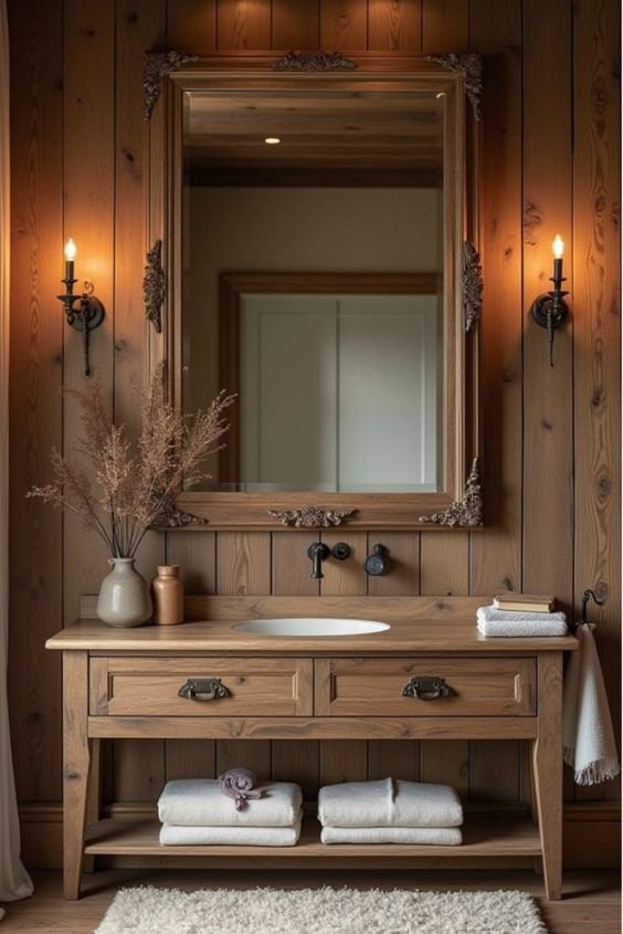Outfit Your Bathroom with a Rustic Wood Vanity