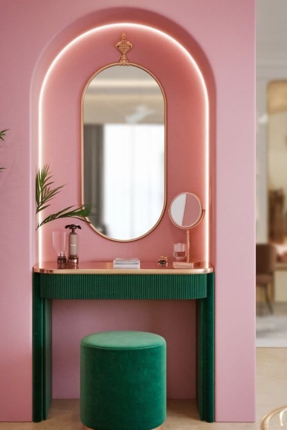 Paint Your Vanity Pink for a Fun Pop of Color