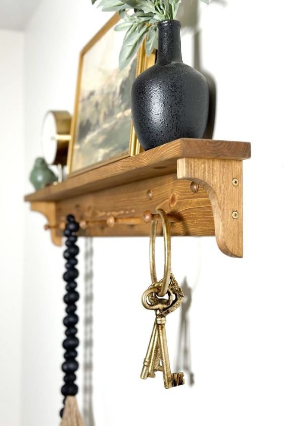 Reclaimed Wood Shelf with Peg Hooks