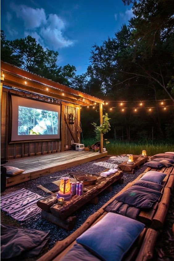 Backyard Movie Night Setup