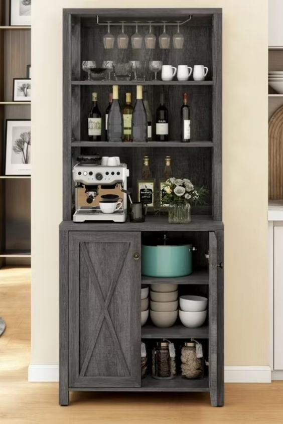 Black Cabinets with a Wine Bar or Coffee bar