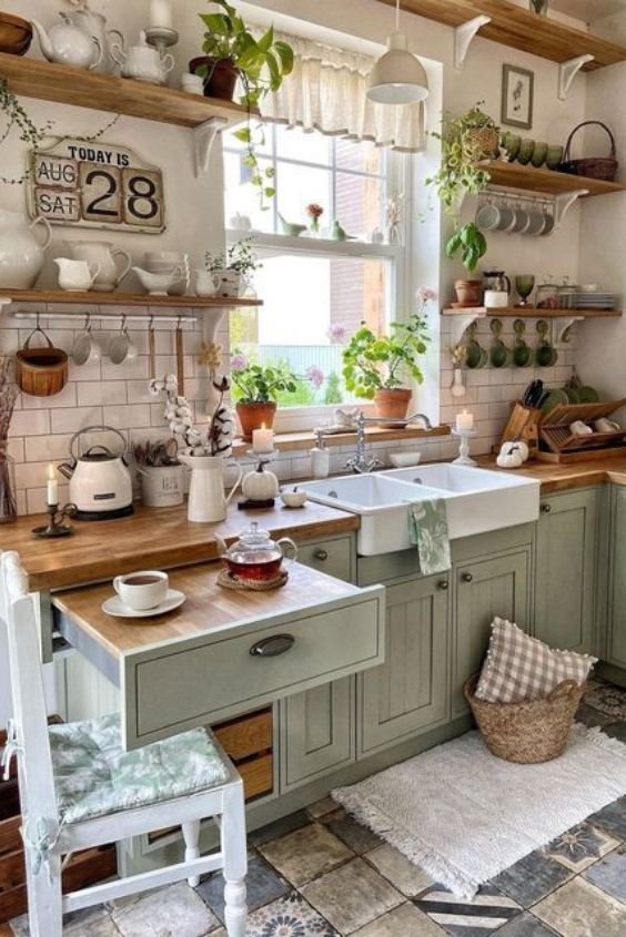 Boho Chic Kitchen with Open Shelving