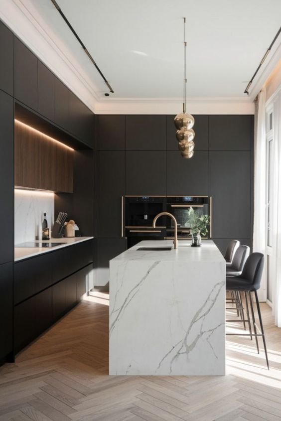 High-Contrast Black & White Kitchen