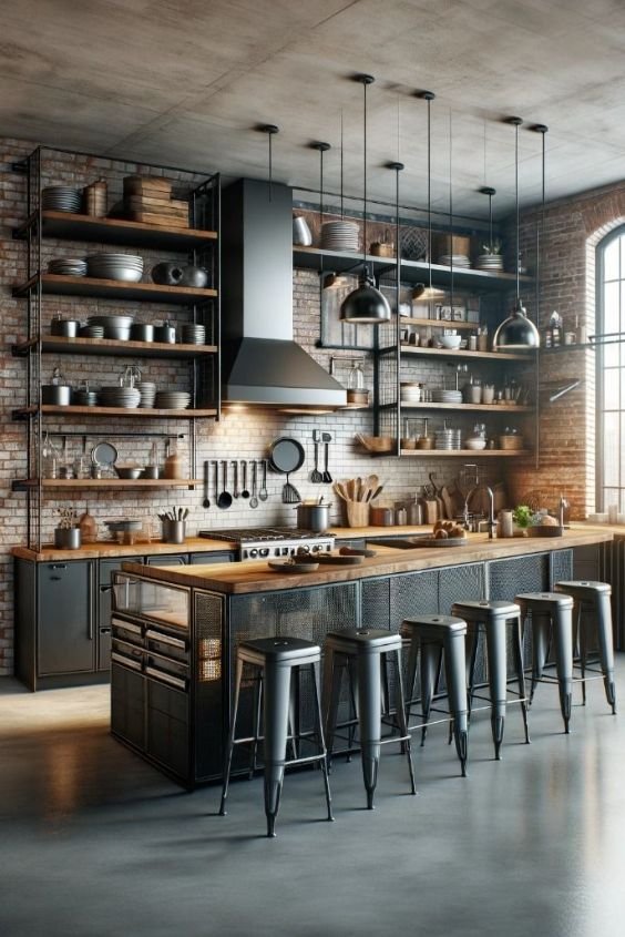 Industrial-Style Kitchen with Metal Accents