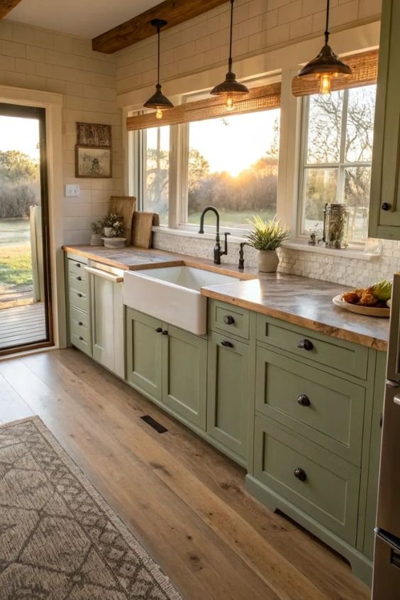 Sage Green Ceiling for an Unexpected Twist