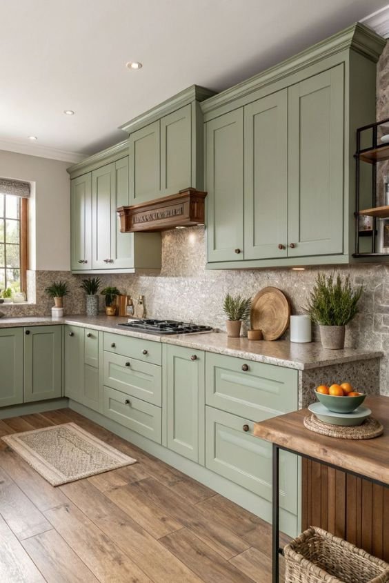 Sage Green Shaker Cabinets for a Timeless Look