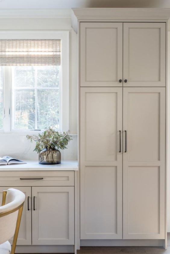 Taupe Cabinets with Black Hardware
