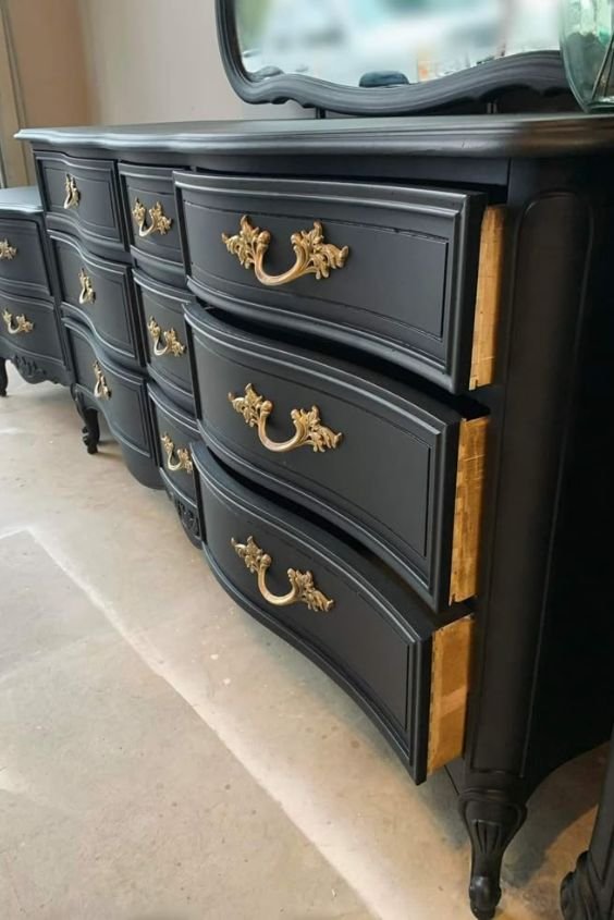 Black and Gold Dresser for a Luxe Makeover