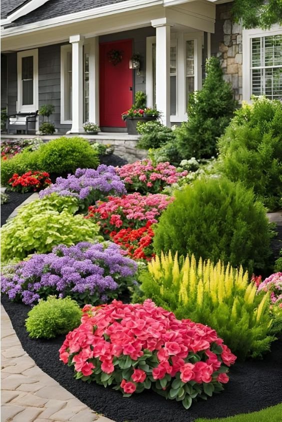 Colorful Front Yard with Bold Plants