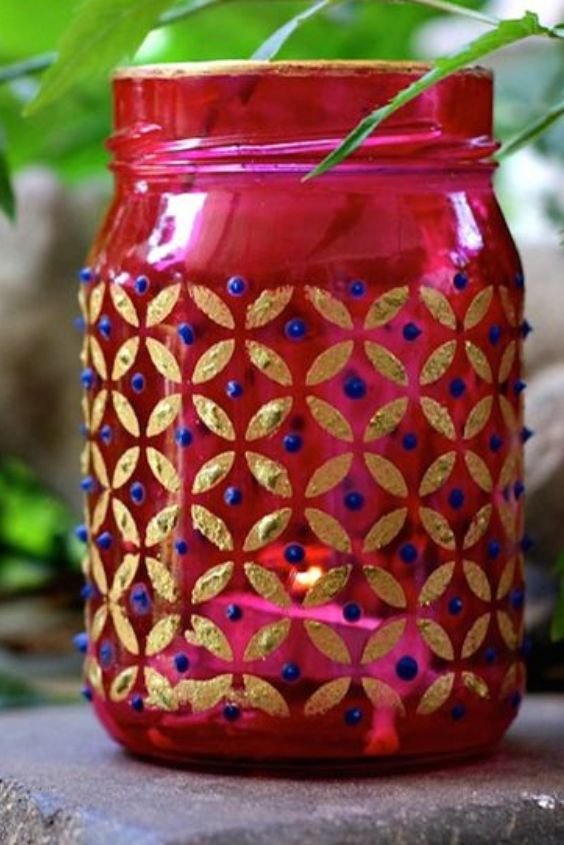 DIY Boho Candle Holders with Glass Jars