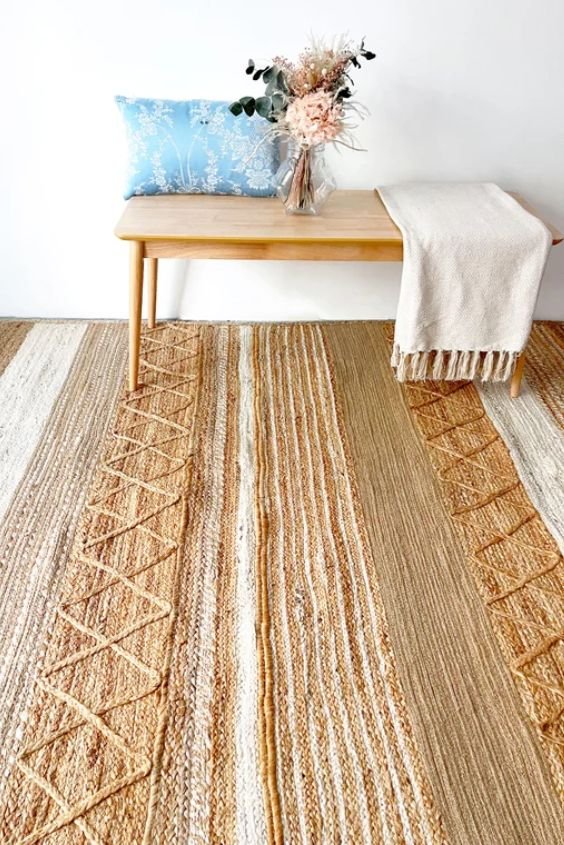DIY Boho Floor Mat with Painted Jute