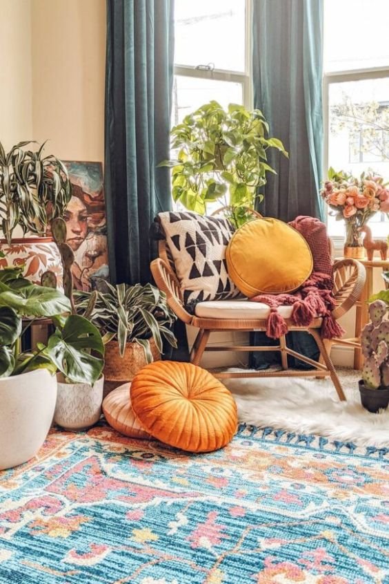 DIY Boho Floor Pouf from Old Rugs