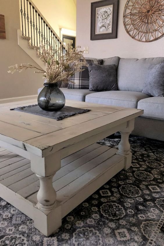 Distressed White Coffee Table for a Farmhouse Feel