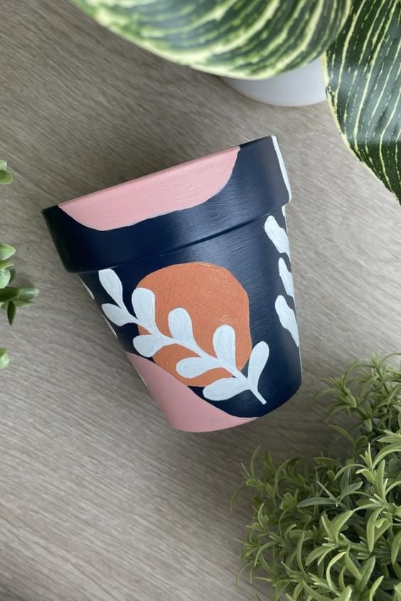 Painted Terracotta Planters with Tribal Prints