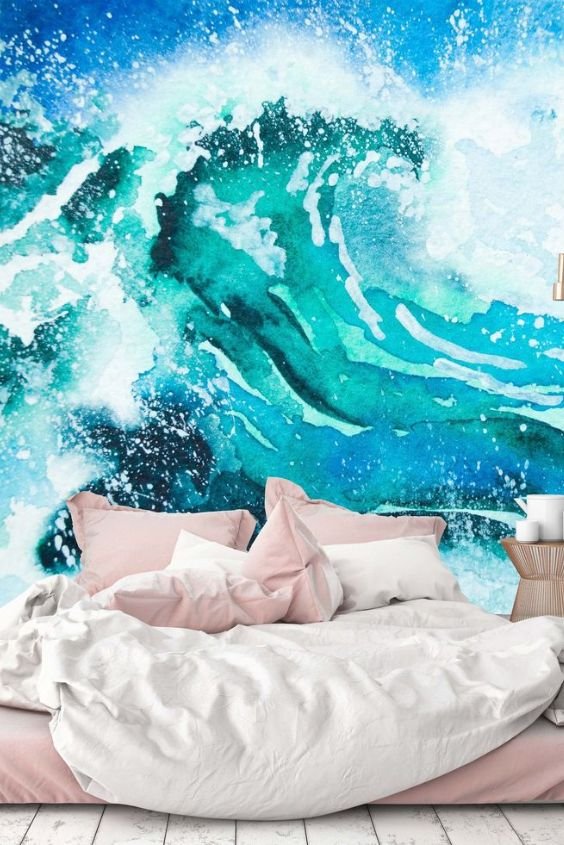 Watercolor or Wave-Inspired Wall Art