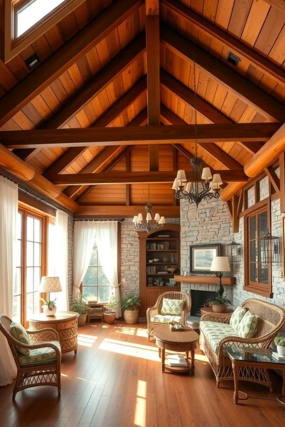 Exposed Wooden Beams for a Rustic Charm
