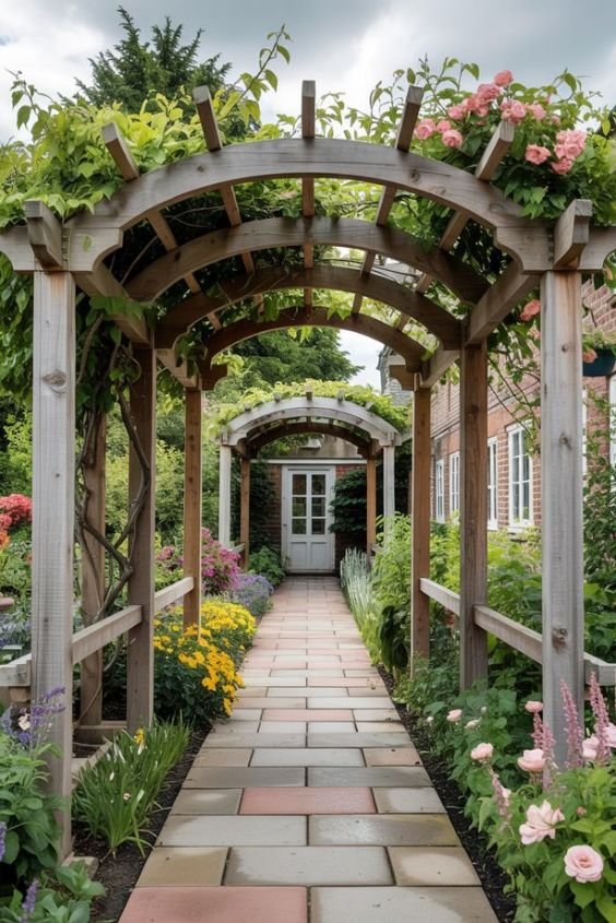 Arched Pergola for a Soft, Elegant Look