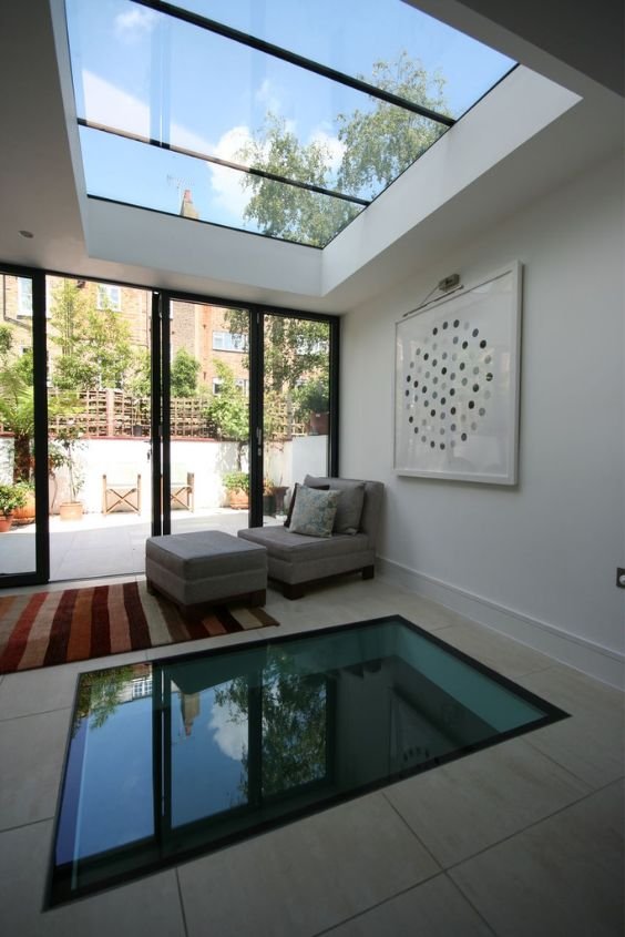 Glass Ceiling for an Open, Airy Feel