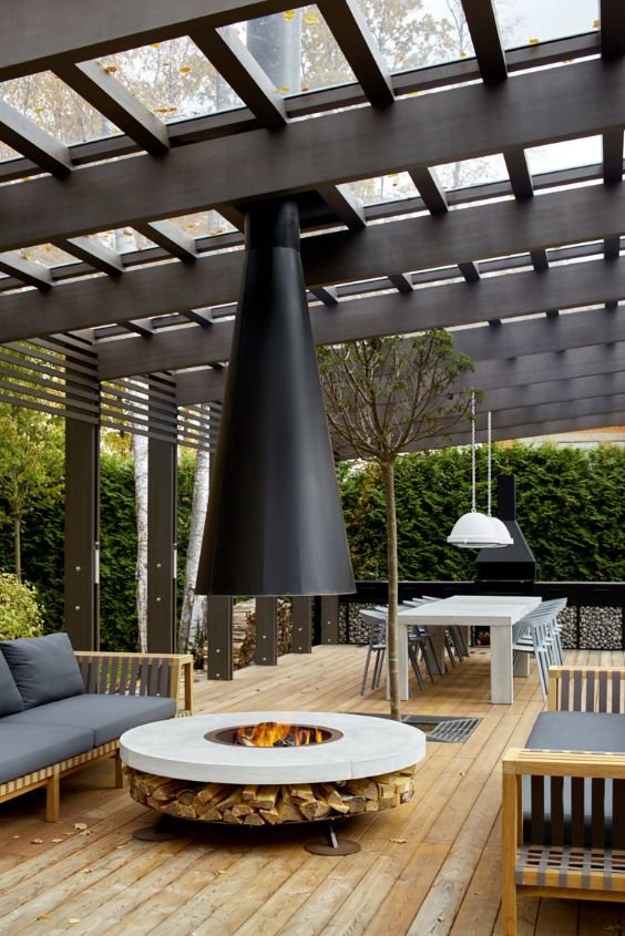 Pergola-Style Open Slat Ceiling