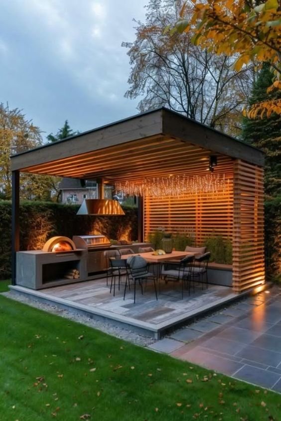 Slatted Pergola for a Modern Yet Airy Design