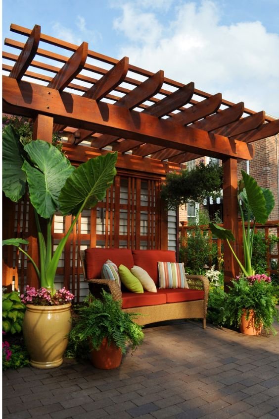 Tropical Tiki-Style Pergola for a Vacation Vibe