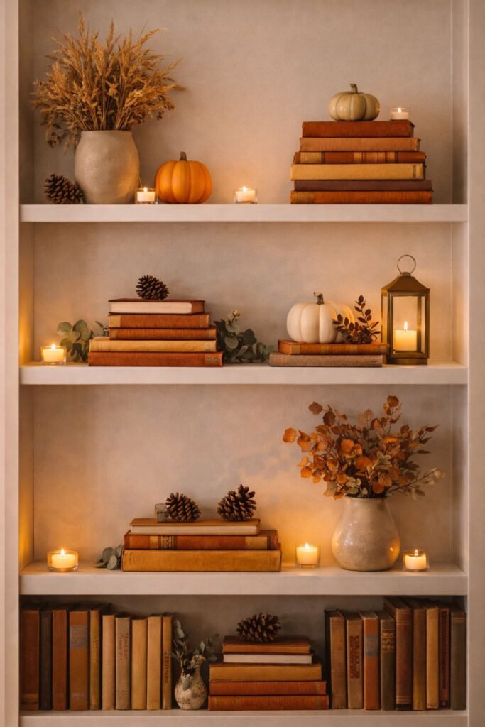 Style Your Bookshelves With Fall Vignettes